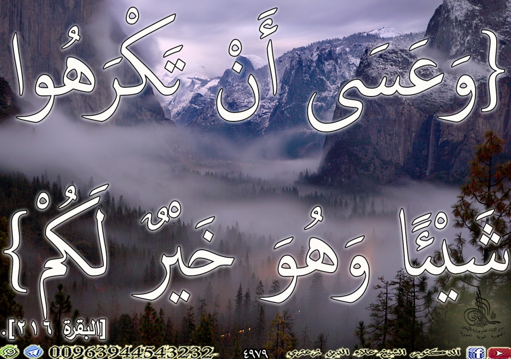 {وَعَسَى أَنْ تَكْرَهُوا شَيْئًا وَهُوَ خَيْرٌ لَكُمْ} [البقرة: 216]